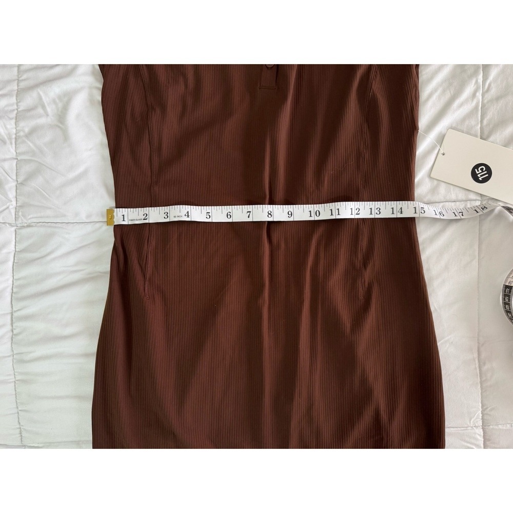 New Lululemon All Aligned Ribbed LS Henley Dress Size 8 LAVA CAKE BROWN NWT $128 - Picture 7 of 10
